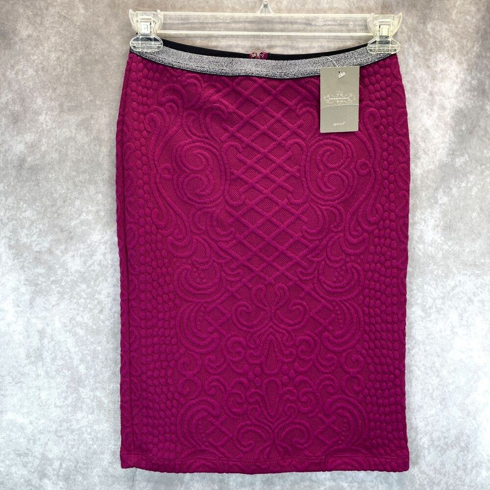 Anthropology Moulinette Soeurs Magenta Jacquard Knit Pencil Skirt Women's M NWT